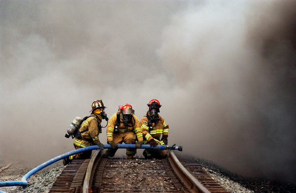 Fire on railroad tracks